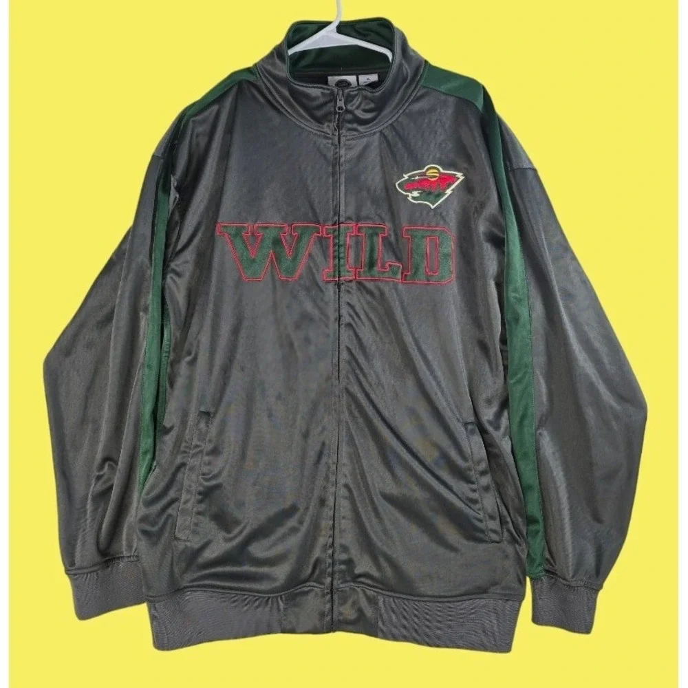 Minnesota Wild NHL Men's Full Zip Track Jacket 2XL, Pit To Pit 28 in, Length 31.